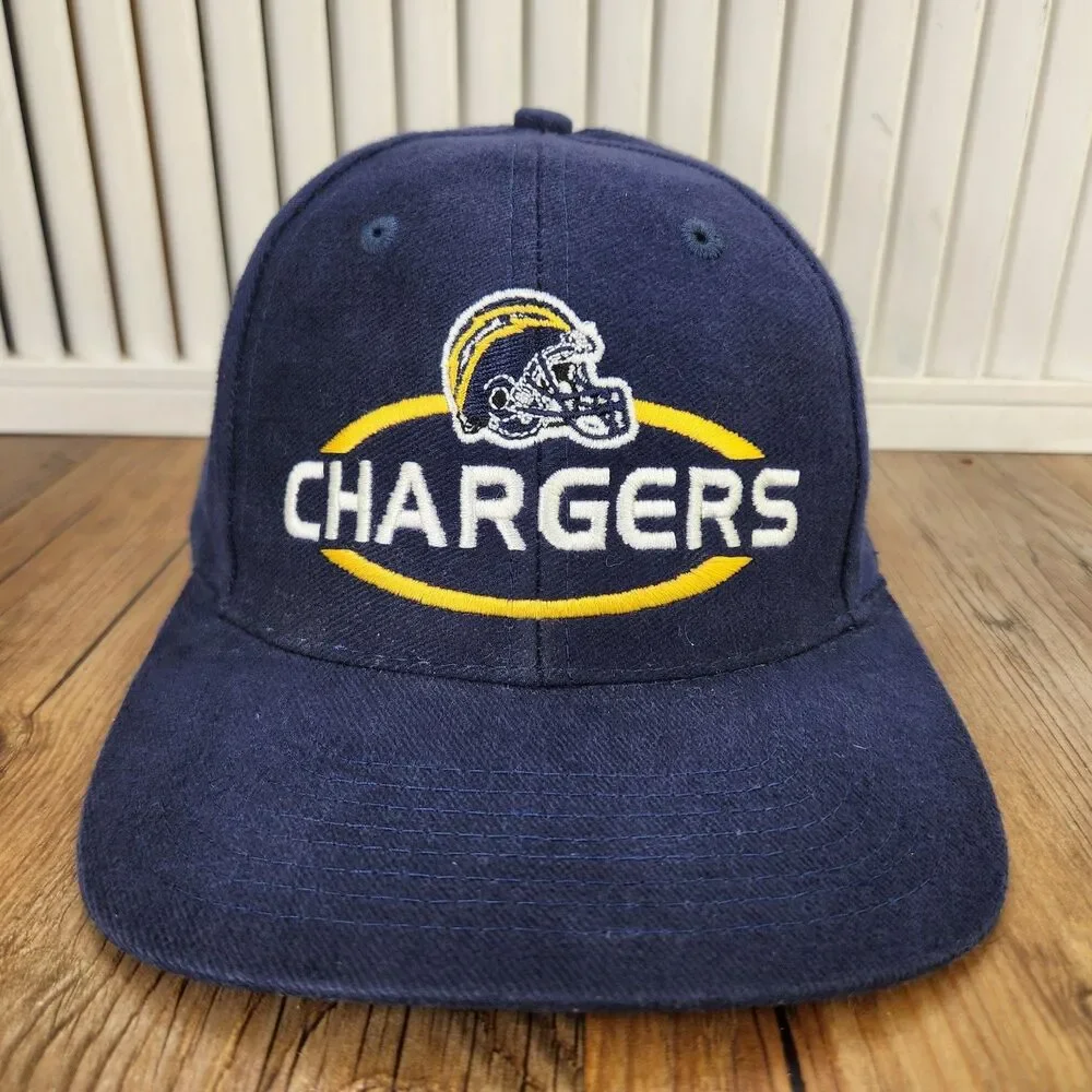 VTG San Diego Chargers Logo 7 Hat Navy Blue 90s Wool NFL Team Strapback Cap